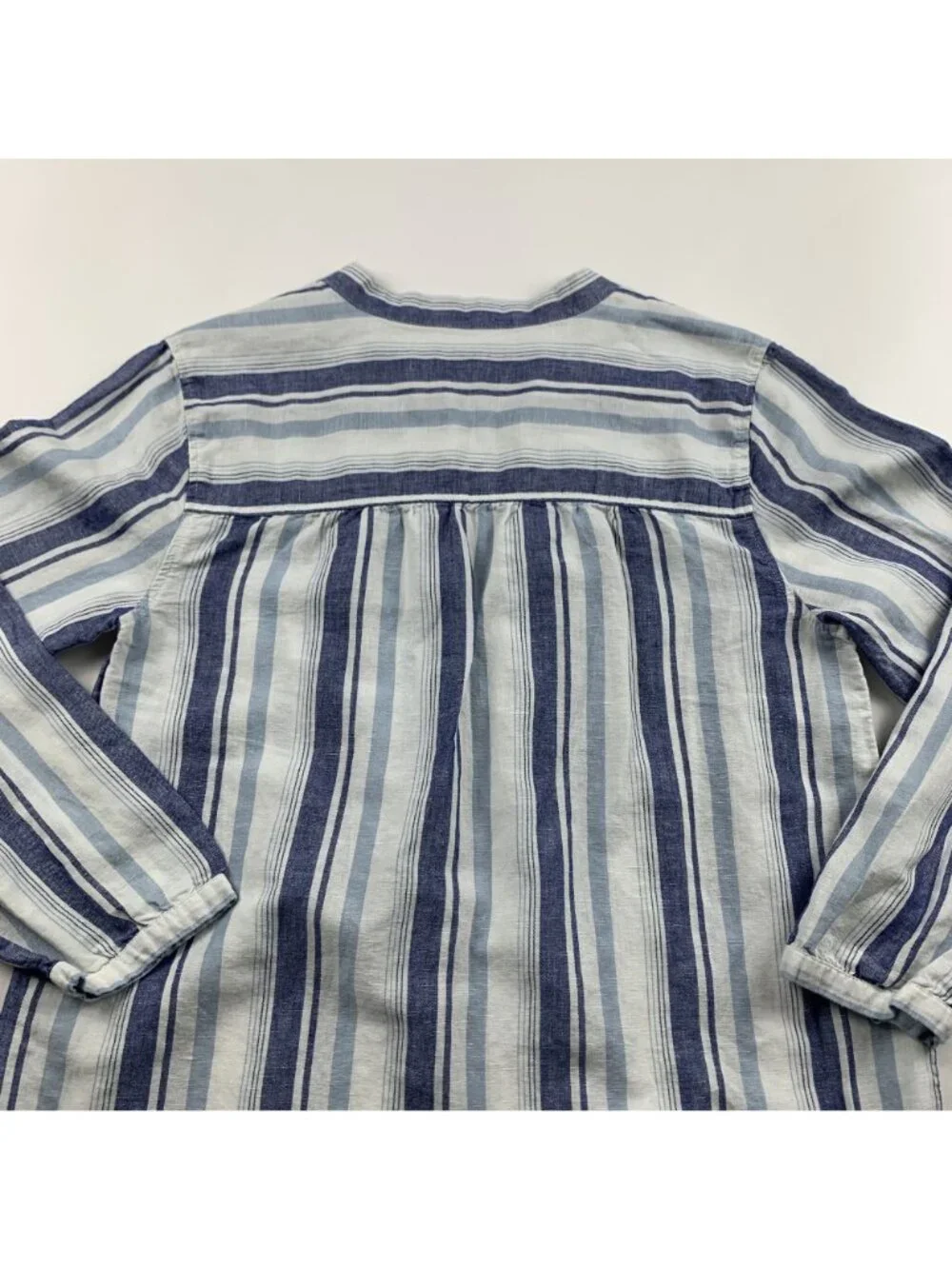 J.Crew Blue Striped Linen Blend Split Neck Tunic Shirt Dress S - Picture 8 of 8